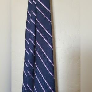 Michael Kors Blue Men's Necktie Purple Stripes Polyester One Size Designer